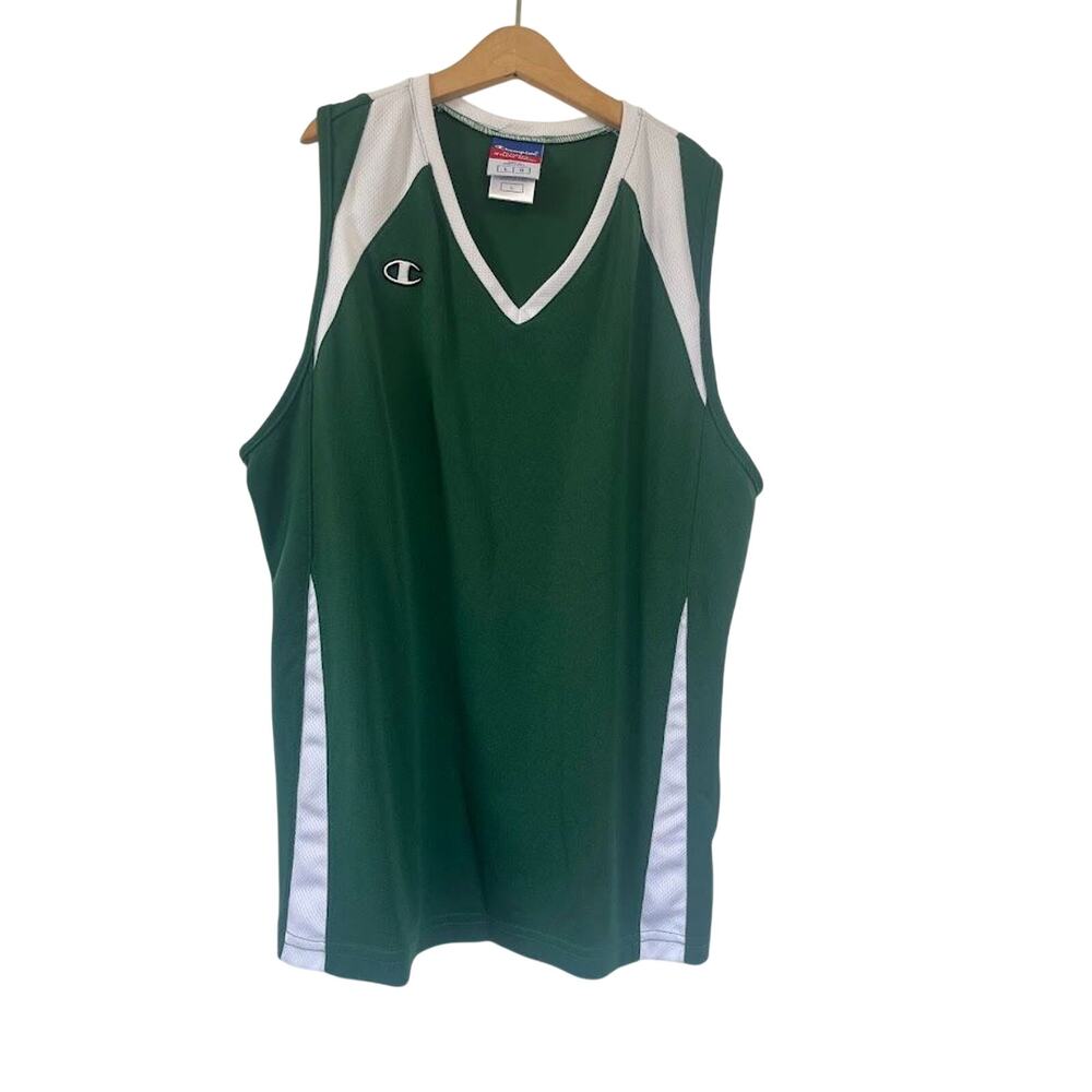 Vintage Champion Green White Basketball Jersey Tank Size L